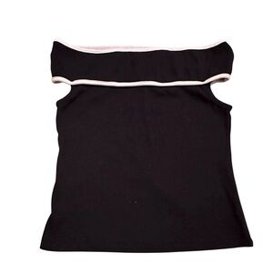Zara Trafaluc Off The Shoulder Black Top With White Trim Size S